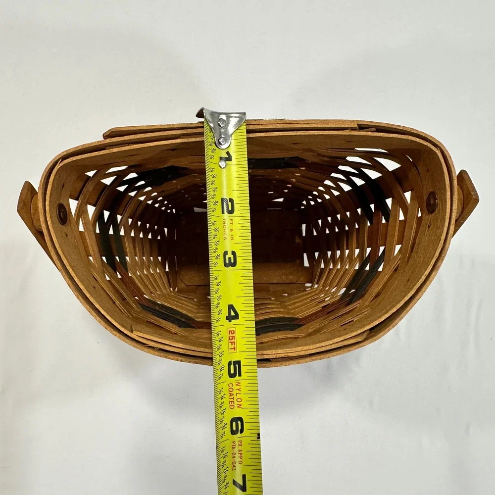 Longaberger Handwoven Wall Hanging‎ Basket 1993 Brown Navy Accents | Farmhouse
